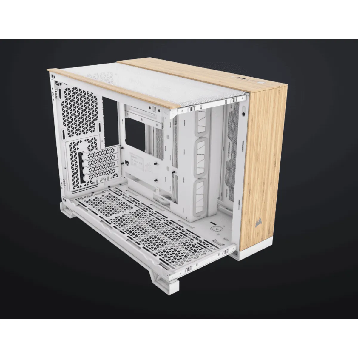 Corsair CC-9011288-WW 2500X Micro-ATX kétkamrás toronyház fehér bambuszfa dekorpanel 9x120 mm ventilátor #4