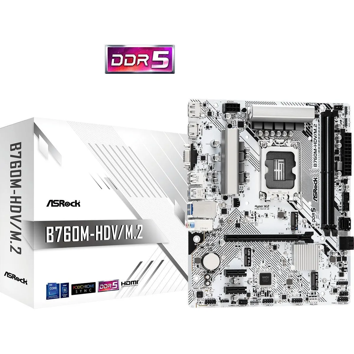 Asrock 90-MXBMJ0-A0UAYZ B760M-HDV-M.2 microATX LGA1700 DDR5 #1