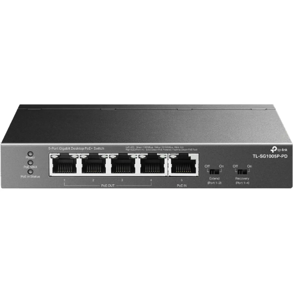 TP-Link TL-SG1005P-PD 5-portos Gigabit asztali switch, 1-port PoE++ bemenet, 4-port PoE+ kimenet #1