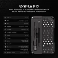 Corsair CC-9310003-WW PC DIY Precision Toolkit 65 darabos nikkelezett csavarhúzó készlet, hosszabbító, mágneses tál, sima forgású meghajtó sapka #3