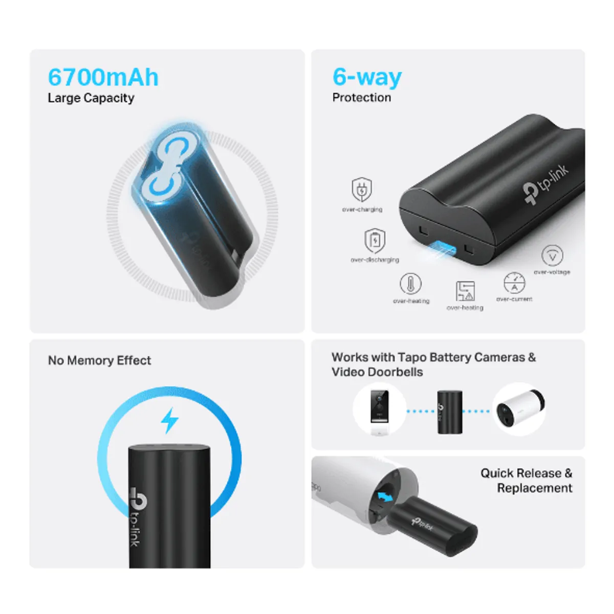 TP-Link TapoA100 akkumulátor 6700mAh 3.6V kompatibilis a Tapo Battery Camera és kaputelefonhoz #5