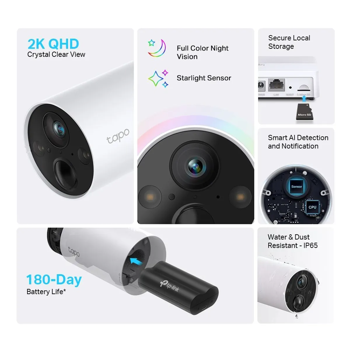 TP-Link TapoC420S2 Tapo C420S2 2-kamerás vezeték nélküli rendszer 2K IP65 180 nap akkumulátor microSD 256 GB #3