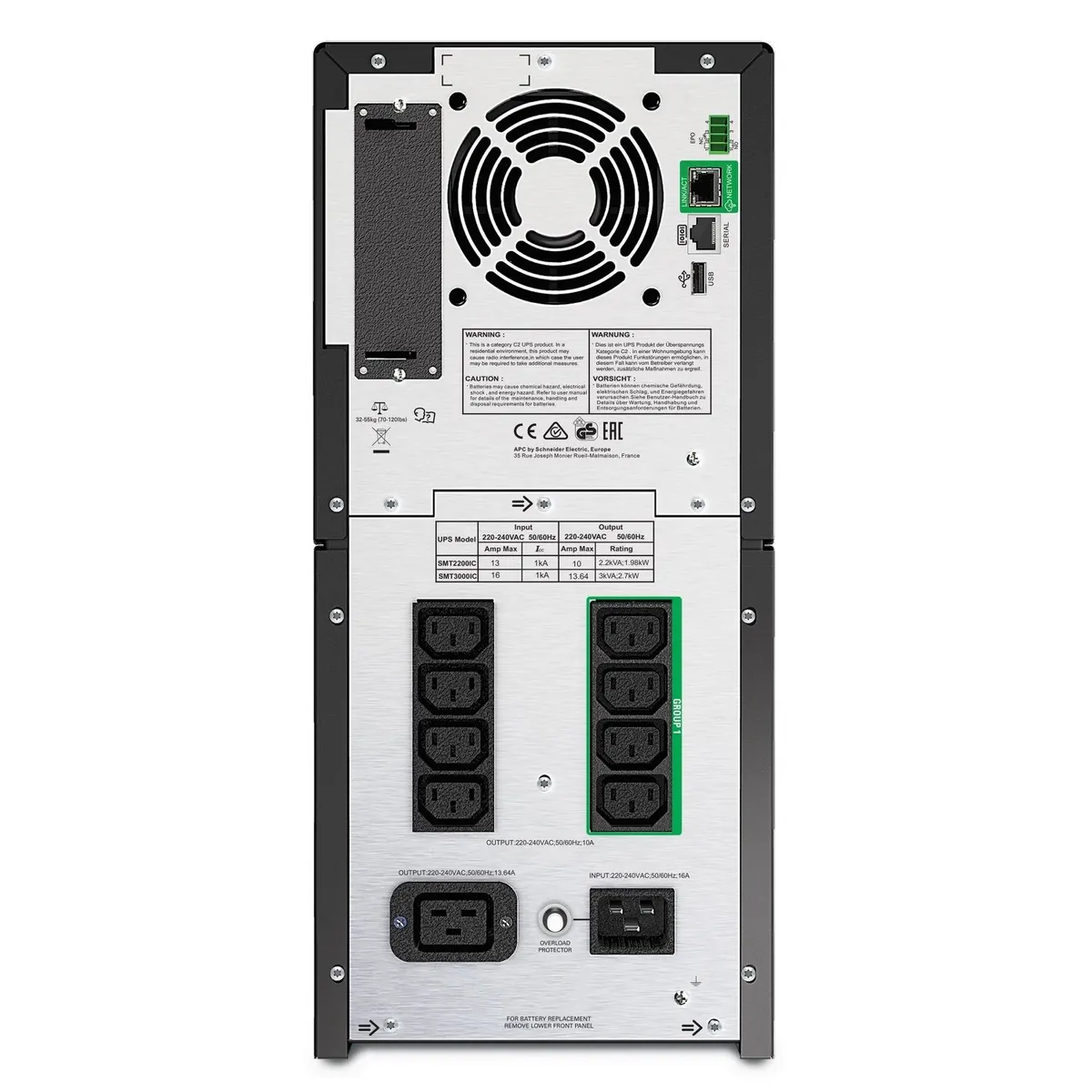 APC SMT3000IC Smart-UPS 3000 VA 2700 W vonal-interaktív LCD 230 V USB soros SmartConnect 9 IEC C13 és C19 #2
