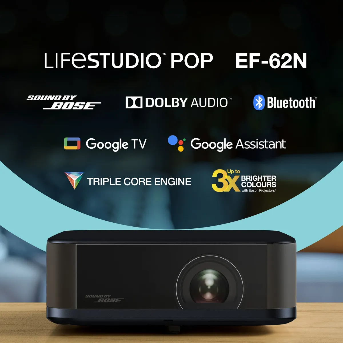 Epson V11HB73440 Lifestudio EF-62N hordozható smart projektor 4K Pro UHD Google TV #3