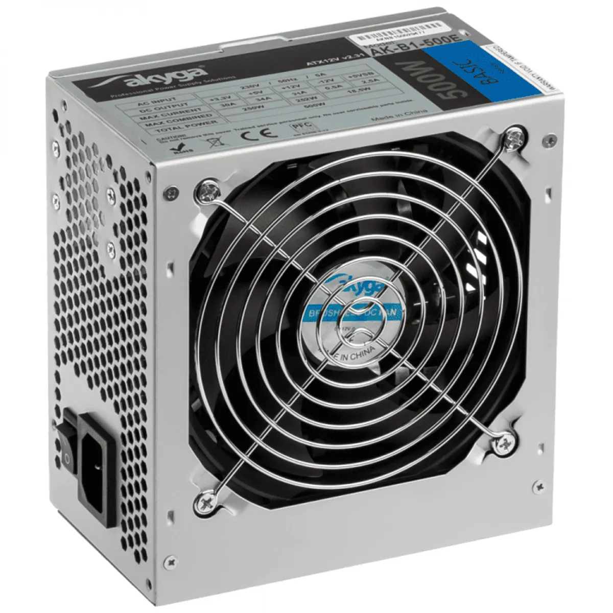 Akyga AK-B1-500E Basic ATX 500W 12 cm-es ventilátor 20 és 4 tűs P4 3xSATA #1