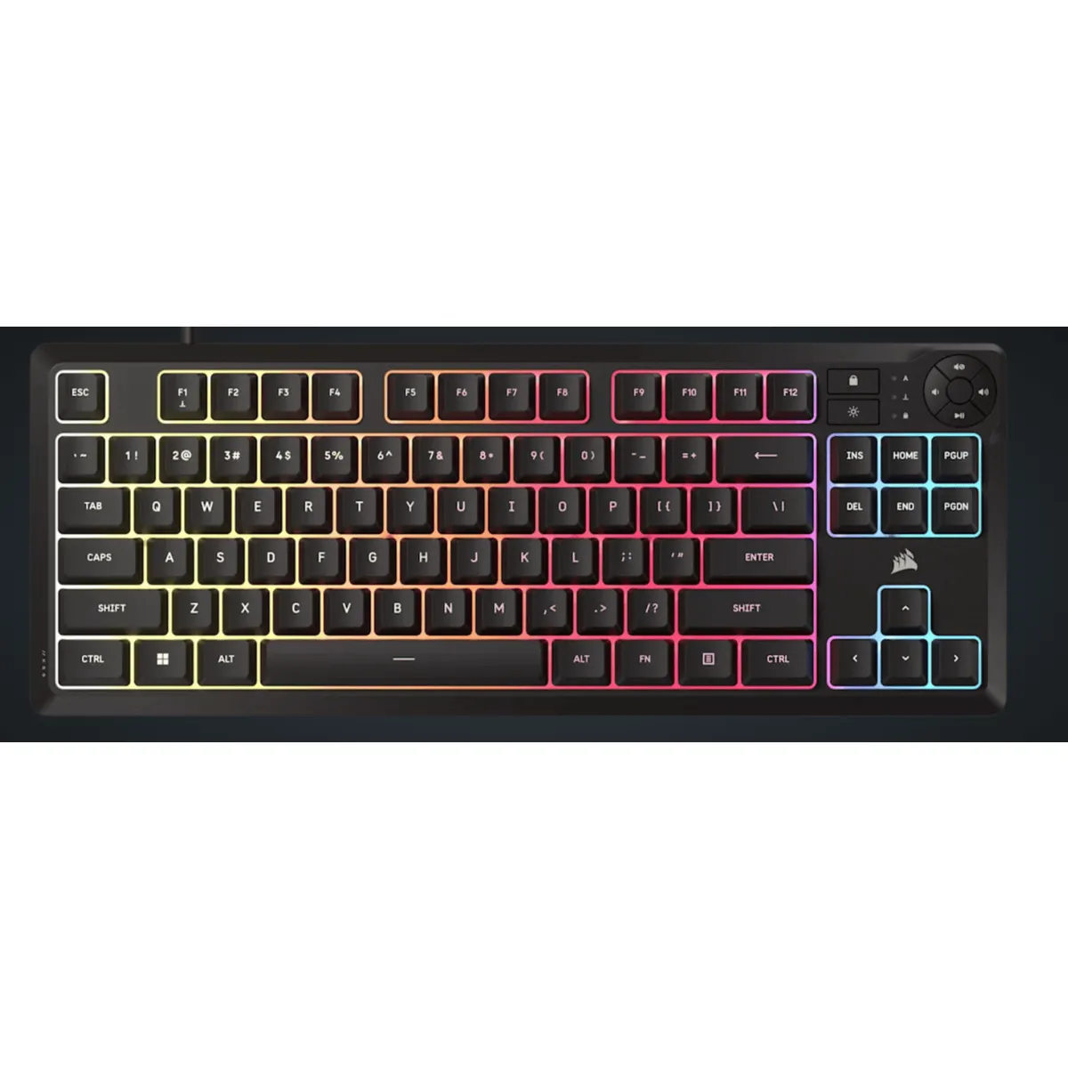 Corsair CH-9216065-NA K55 CORE TKL RGB membrános gamer billentyűzet 300 ml folyadék elleni védelem 12-key rollover iCUE kompatibilis USB Type-A #1