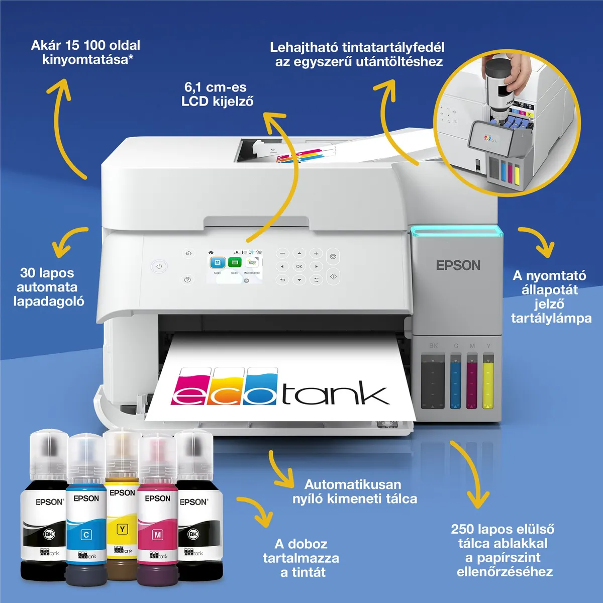 EPSON C11CL43404 EcoTank L6376 35 oldal perc fekete 23 oldal perc színes duplex ADF 4800x1200 dpi USB LAN WiFi #7