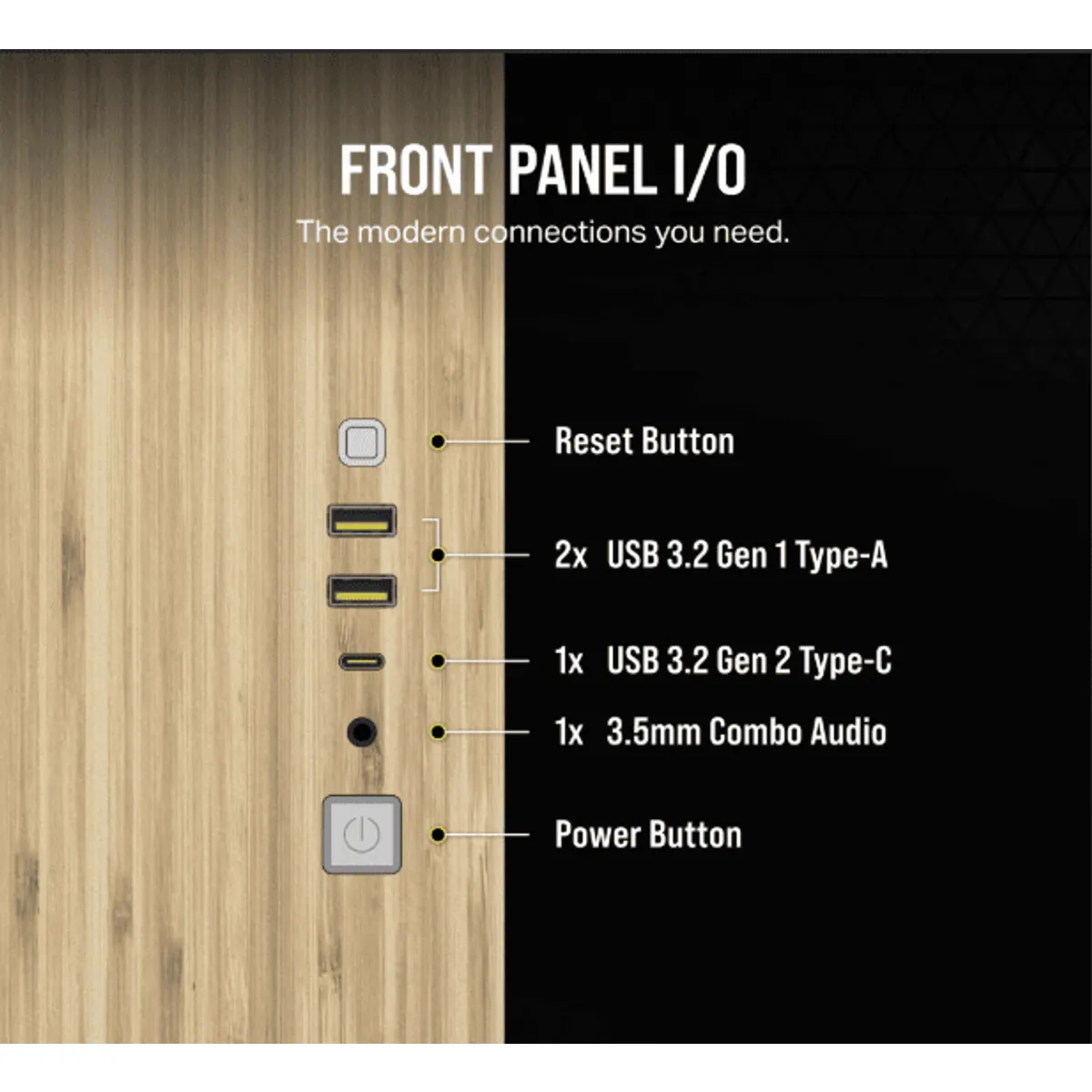 Corsair CC-9011288-WW 2500X Micro-ATX kétkamrás toronyház fehér bambuszfa dekorpanel 9x120 mm ventilátor #3