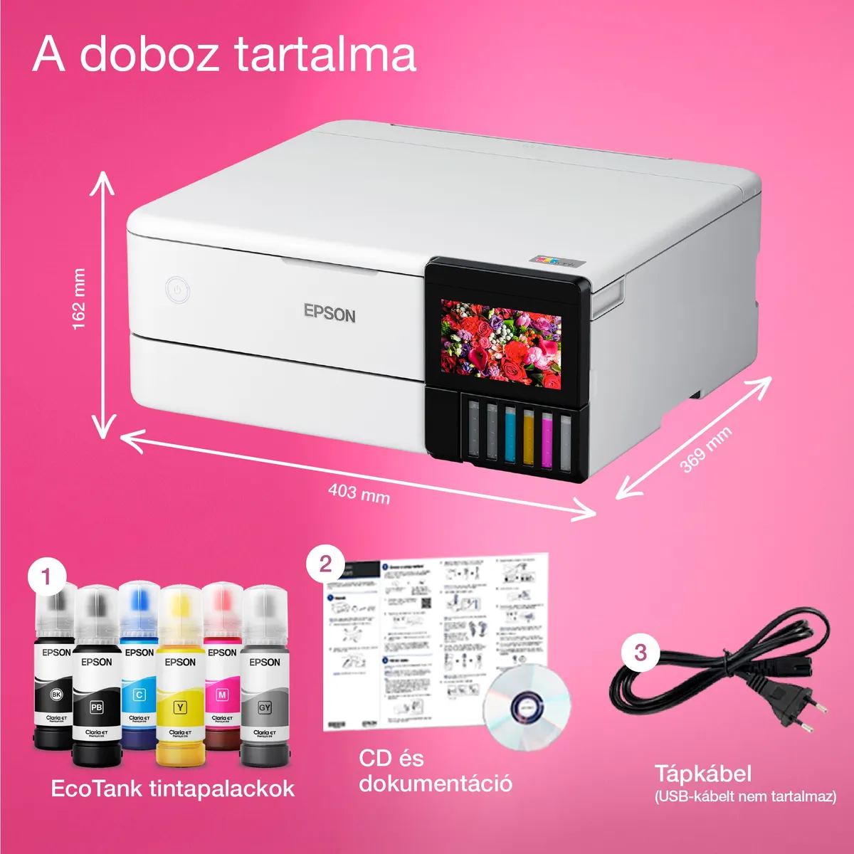 Epson C11CJ20402 EcoTank L8160 hatszínű tintarendszer 5760x1440 dpi 32 oldal percenként A4 WiFi USB Ethernet 10,9 cm érintőképernyő #4